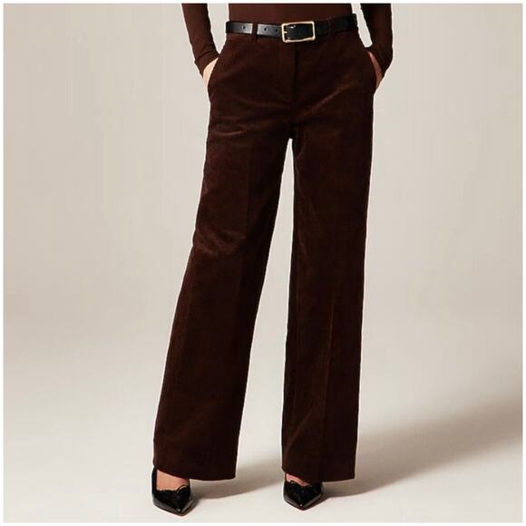 J. Crew Pants - J.Crew Pants Womens 2 Petite Brown Wide Leg Trouser Stretch Corduroy Academia